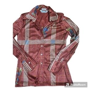 Vintage NikNik Disco Long Sleeve Nylon Shirt 11 /12 euc